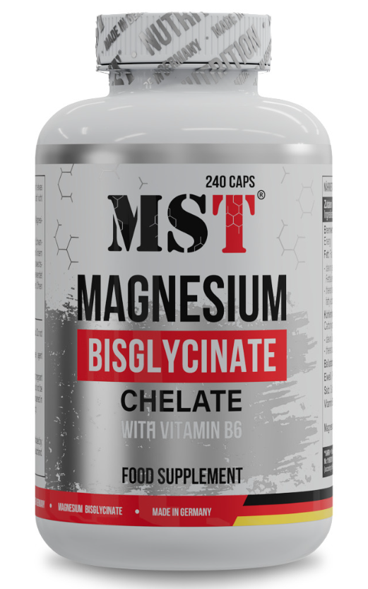 Магний бисглицинат хелат с витамином В6 MST Magnesium Bisglycinate Chelate B6 240 капсул