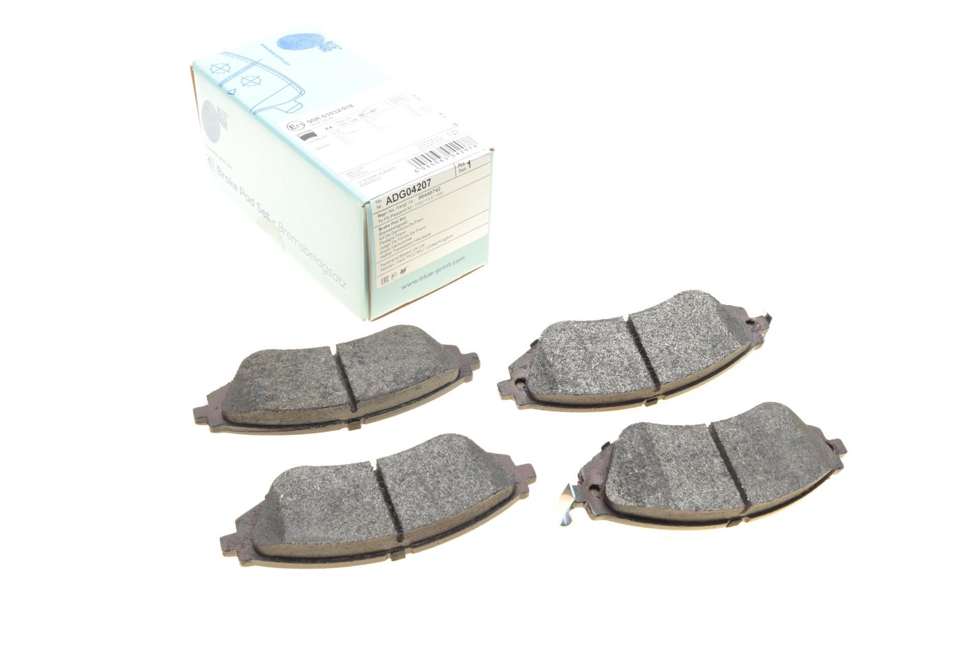Гальмівні колодки передні BLUE PRINT для Chevrolet Lacetti 05-/Spark 10-/Daewoo Lanos/Sens/Nubira 97-/Rezzo 00- (ADG04207)