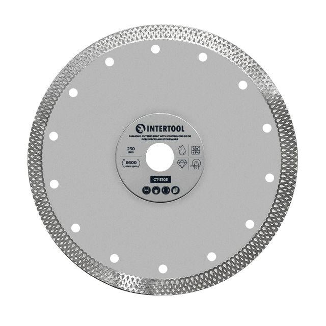 Диск алмазний відрізний із суцільною кромкою Intertool CT-3105 230 мм по керамограніту