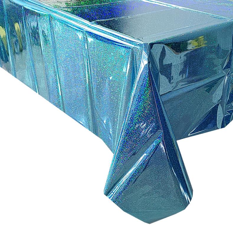 Скатерть клеенка из фольги с голограммой 270x100 см Голубой (18256/7) - фото 1