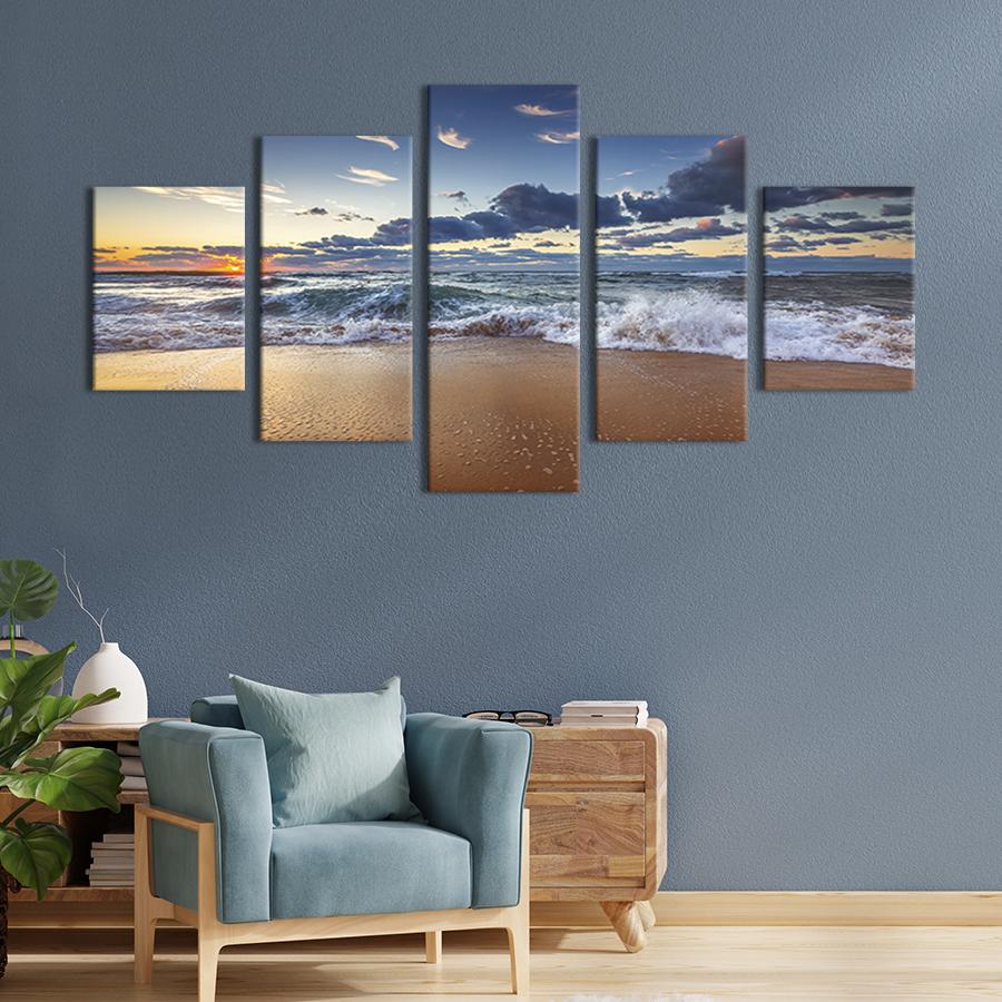 Модульная картина из 5 частей Шторм на море 112x54 см (425-52)