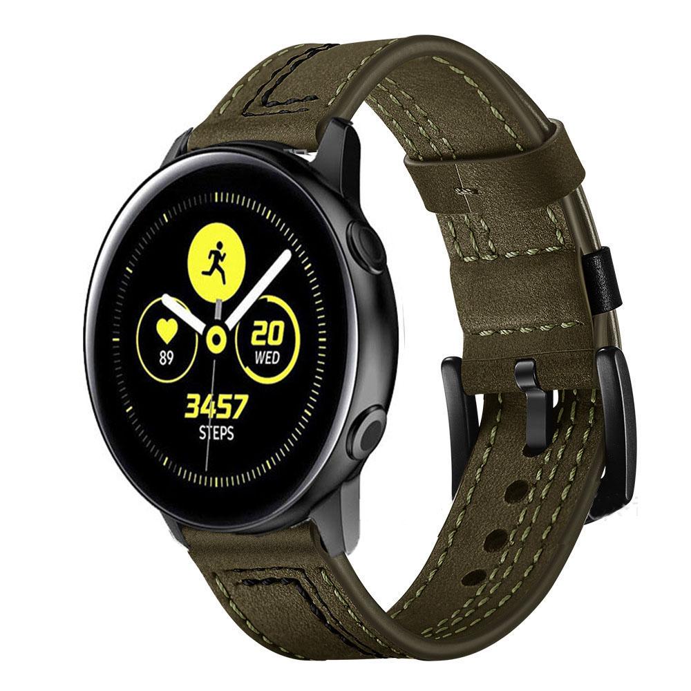 Ремінець для смарт-годиників Button Buckle Sport Leather шкіряний для Amazfit Bip Lite S U 20 мм Хакі (2441P)