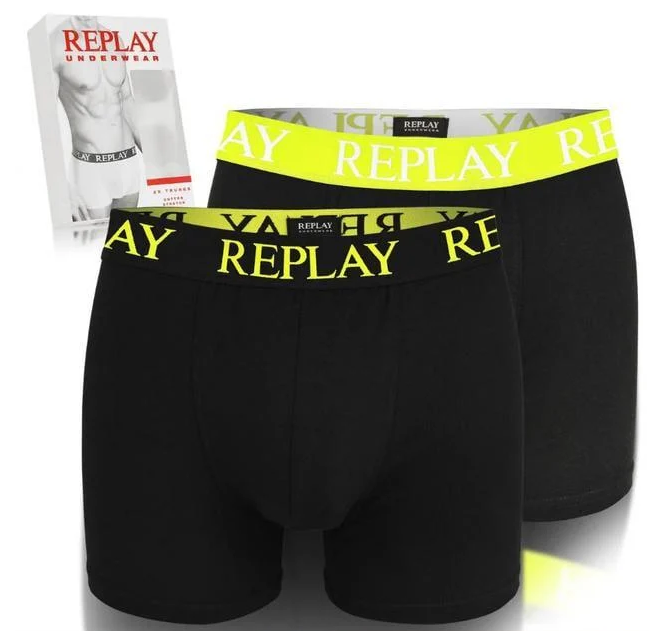 Трусы боксеры мужские анатомические Replay 2 шт. M Черный/Желтый - фото 2