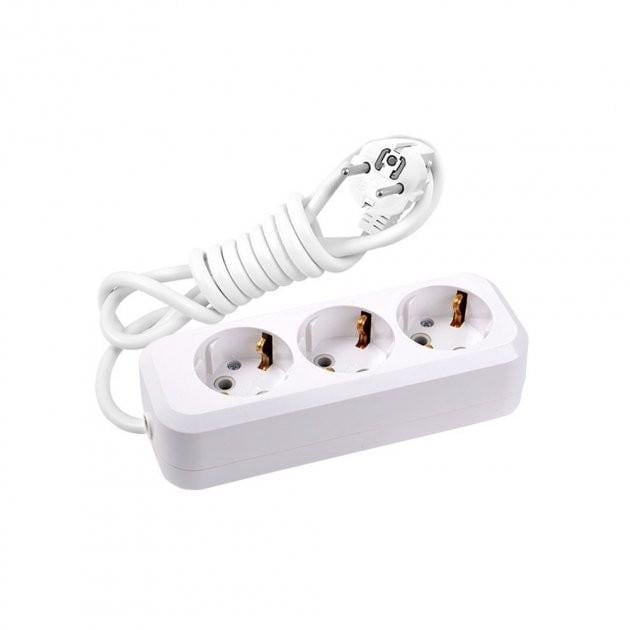 Подовжувач Lider 3 гнізда із заземленням 5 м Білий (LP16-335)