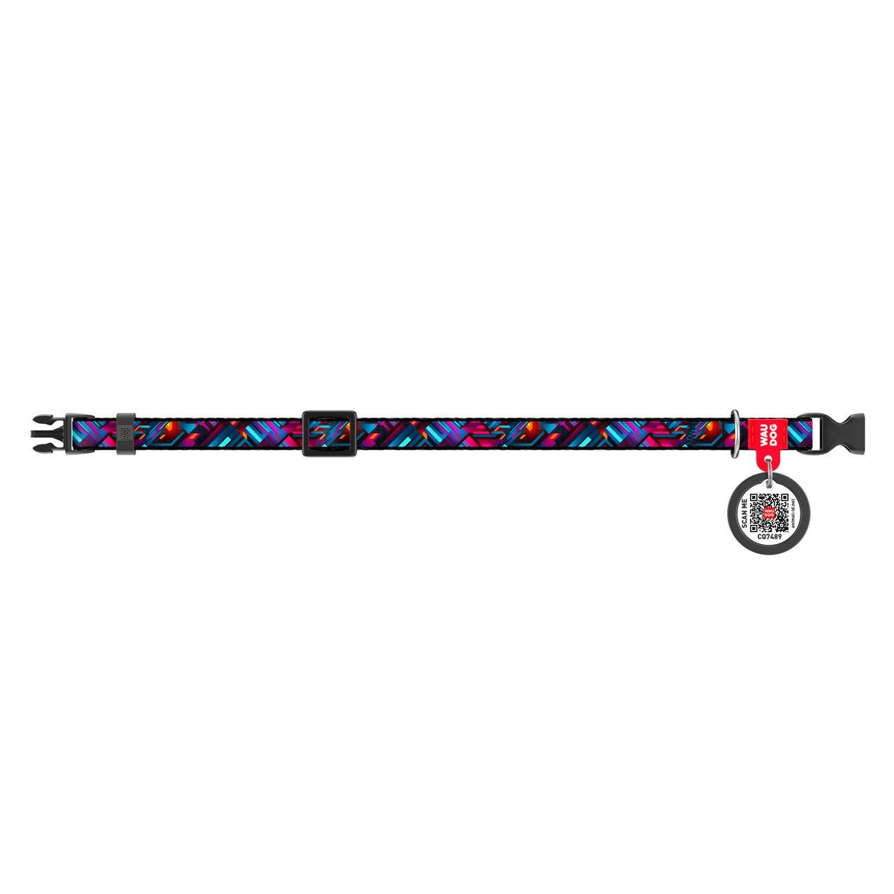 Нашийник для котів/собак нейлоновий Waudog Nylon Нескінченні світи з QR паспортом/пластиковий фастекс XS 20-30 см 10 мм (278-4058)