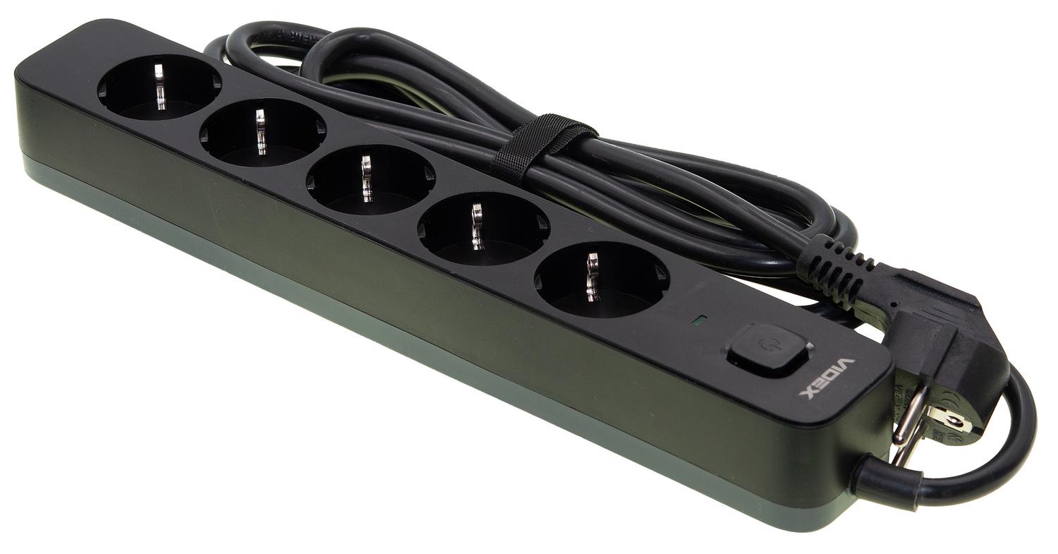 Удлинитель сети VIDEX ONCORD с кнопкой в/в 5п 3 м 3x1,5 мм Black (VF-PD53G-B) - фото 3