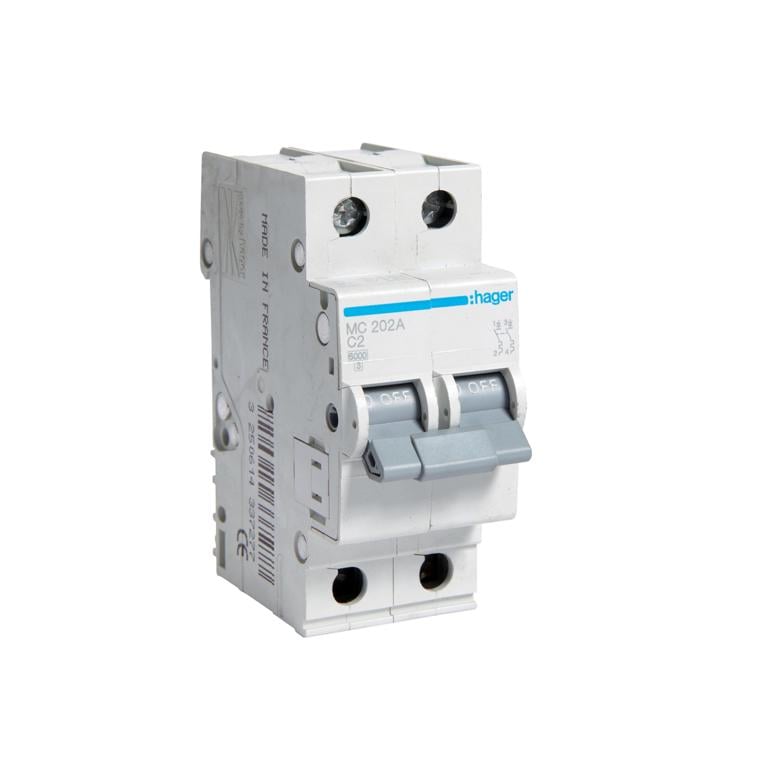 Автоматический выключатель Hager 2P 2A C 6 kA MC202A 2M