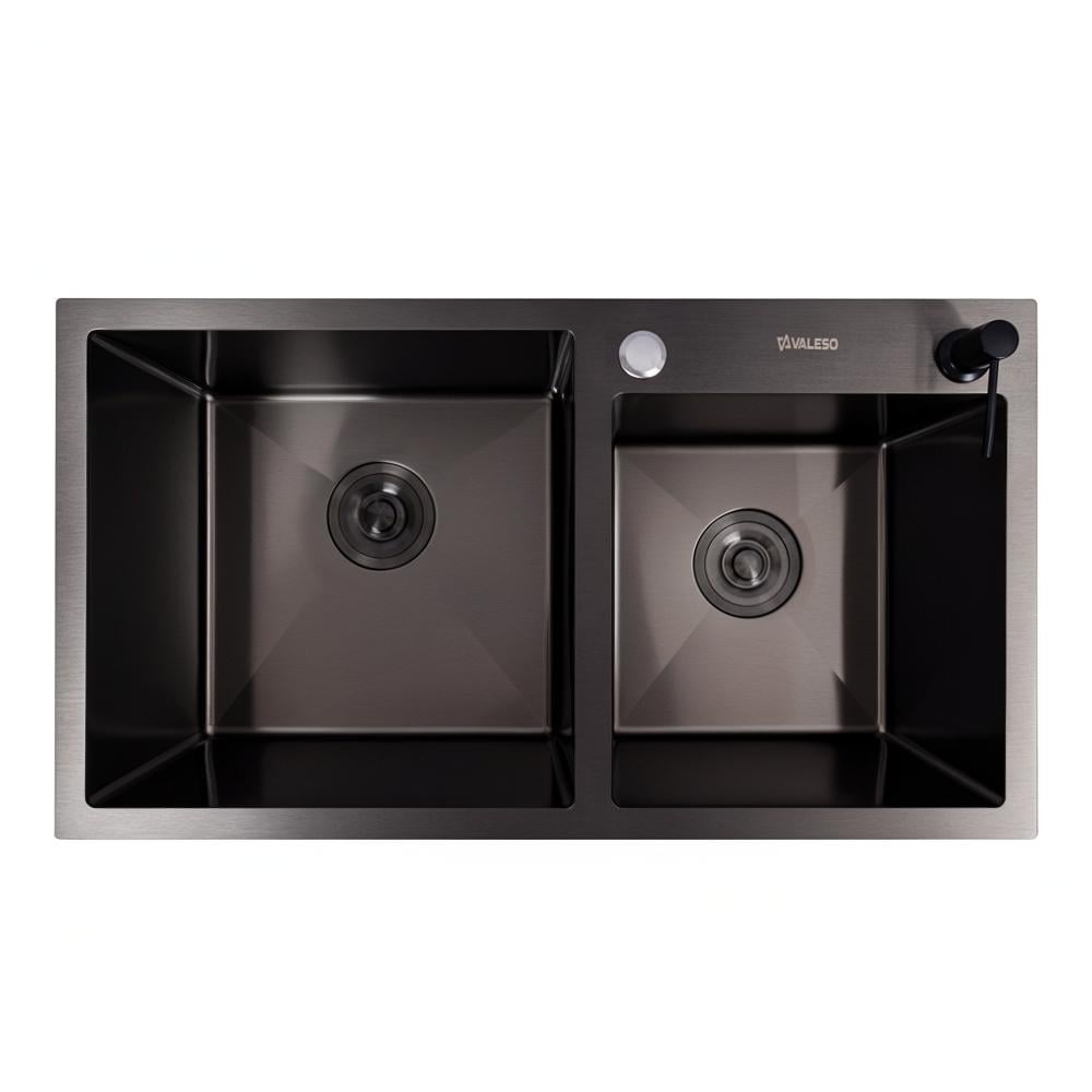 Мийка кухонна PVD на дві чаші Valeso Handmade 3,0/0,8 78х43 см Чорний