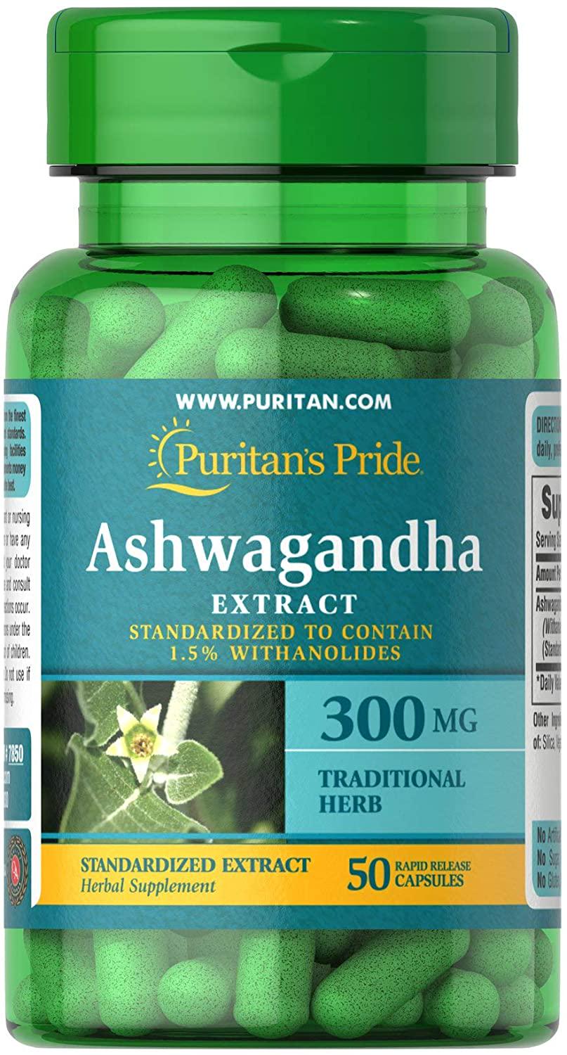 Ашваганда Puritan's Pride Ashwagandha Standardized Extract 300 мг 50 Caps