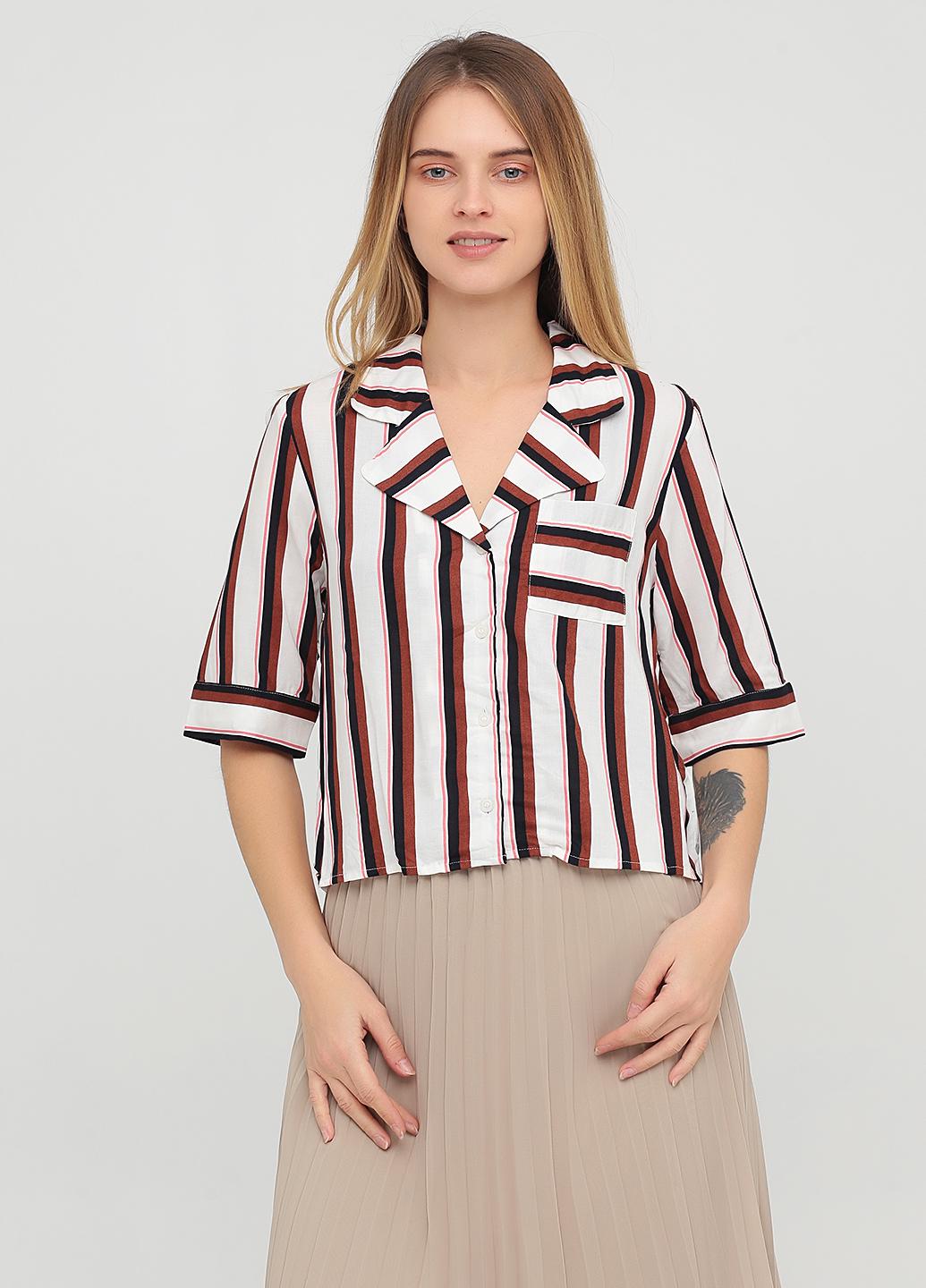 Блуза с коротким рукавом р. L Бело-коричневый (6098469bar)