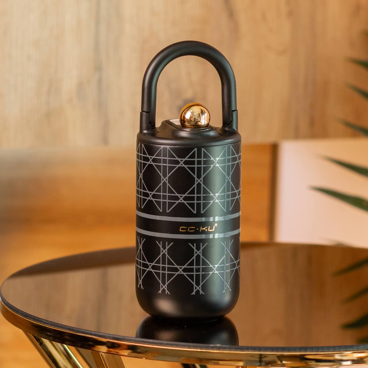 Термокружка CC-KU HP45605B с пробкой ручкой и трубочкой 400 мл Черный (18255810)