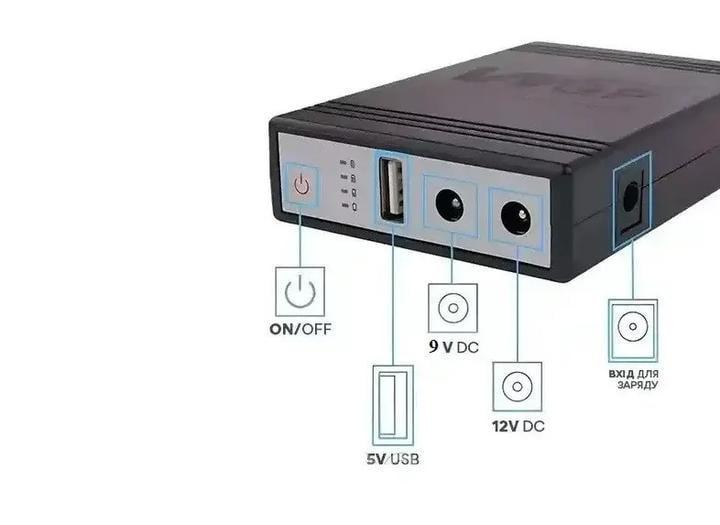 Повербанк для роутера WGP Mini DC UPS WGP103-5912 5V/9V/12V 8800 mAh Black (20480864) - фото 3