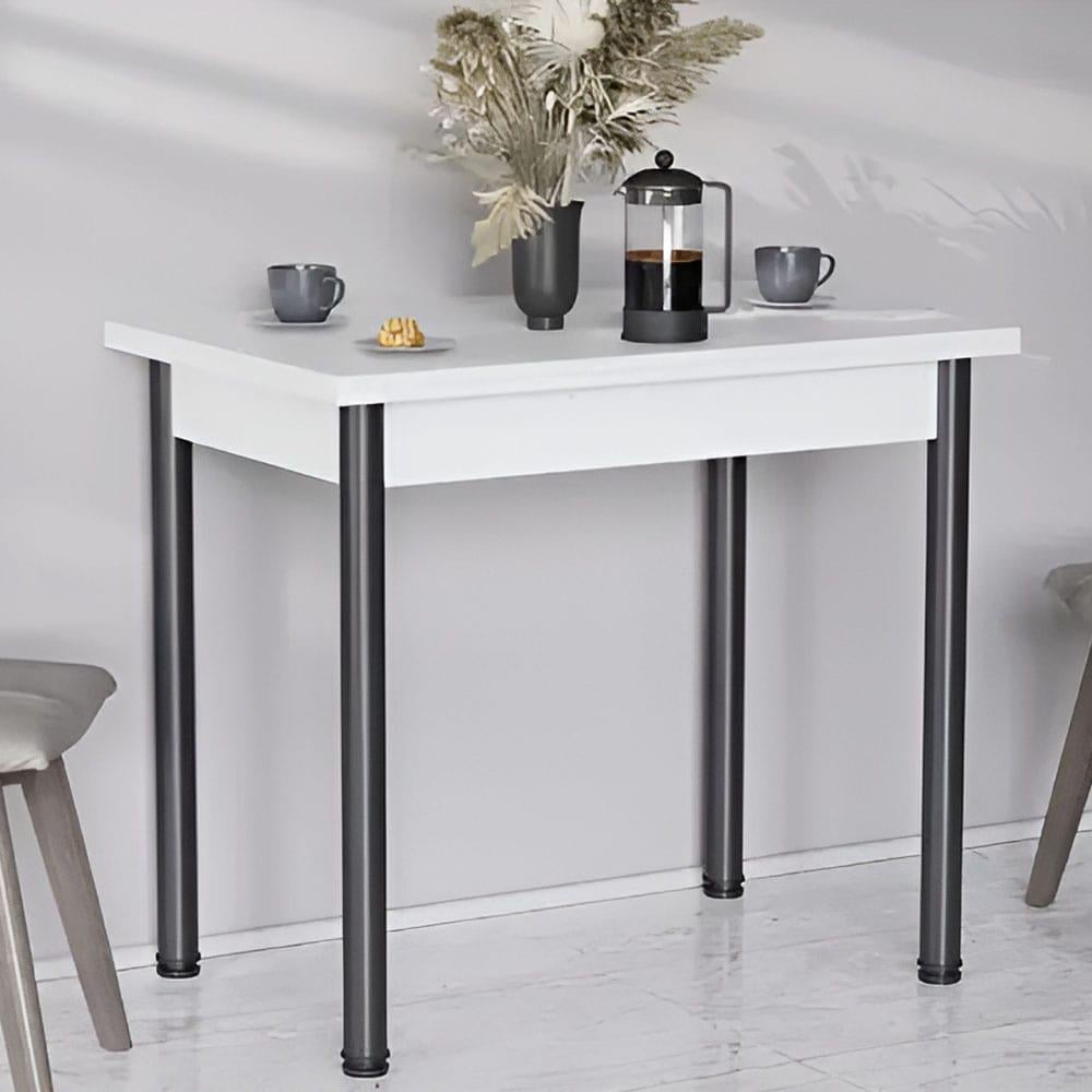 Обеденный стол-трансформер Ferrum-decor Берта металл/ДСП 16 мм 750x1200x900 мм Черный/Белый (FRD-105171)