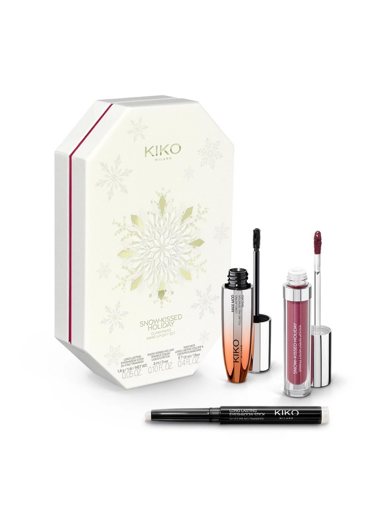 Подарунковий набір косметики Kiko Milano Snow-Kissed Holiday Glam-Faves Make Up Gift Set тіні/туш/рідка помада 3 од. (32081450)