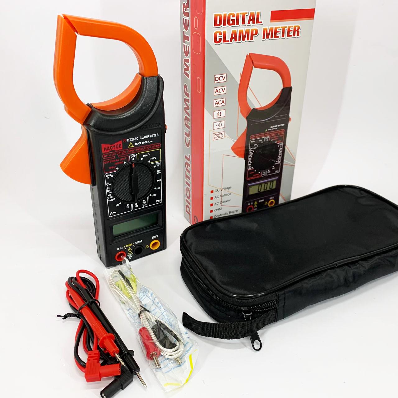 Мультиметр цифровий кліщовий HAOYUE DT266C з термопарою/чохлом та щупами (13352914)