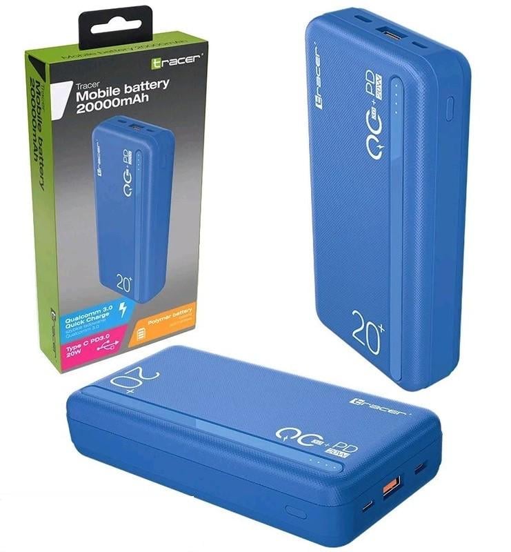 Повербанк Tracer с быстрой зарядкой QC3.0 20000 mAh Синий - фото 3