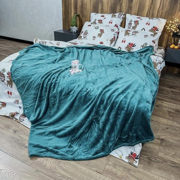 Плед-покривало Lelit фланель 200х200 см Зелений