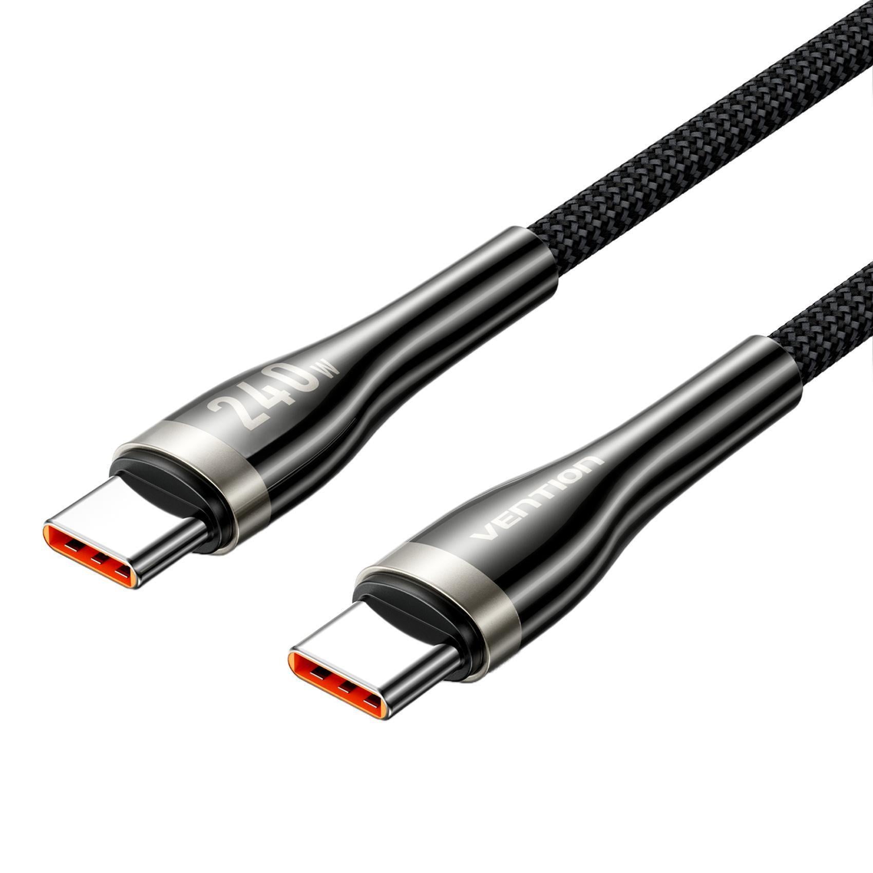 Кабель USB-C на USB-C Vention 2 м 240 Вт 5 А Черный (CTYBH)
