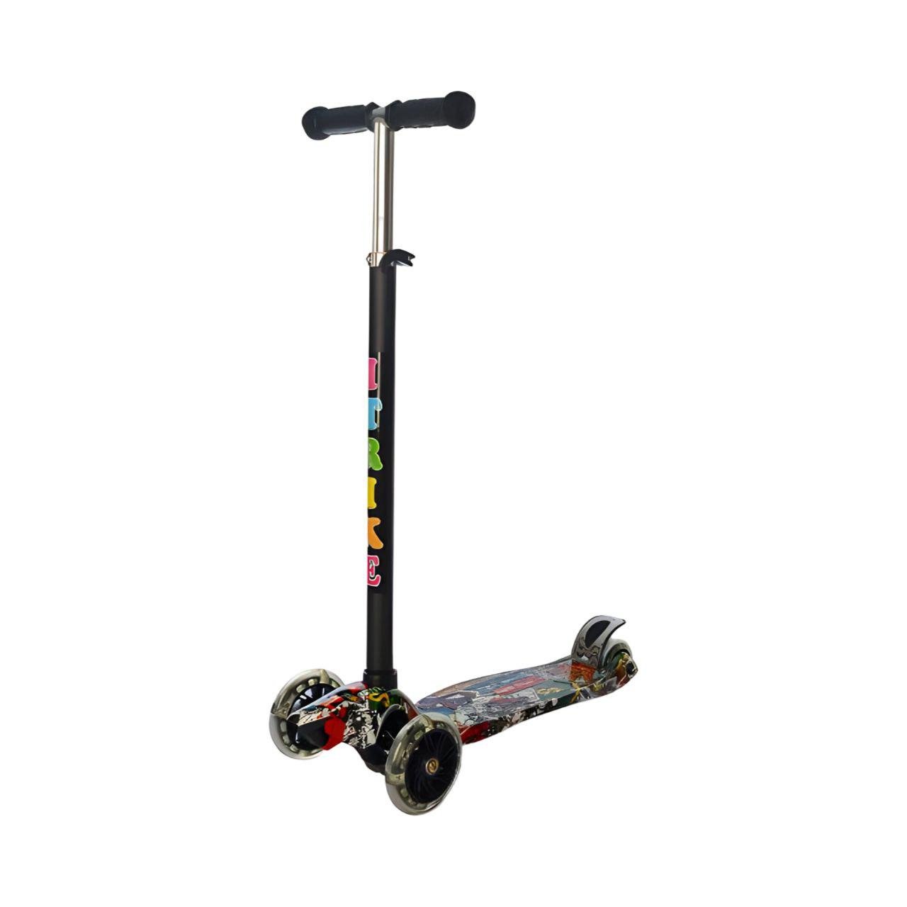 Самокат JR 3-055-1-WP8 трехколесный складной с подсветкой Черный (24785708) Самокат JR 3-055-1-WP8 трехколесный складной с подсветкой Черный (24785708)