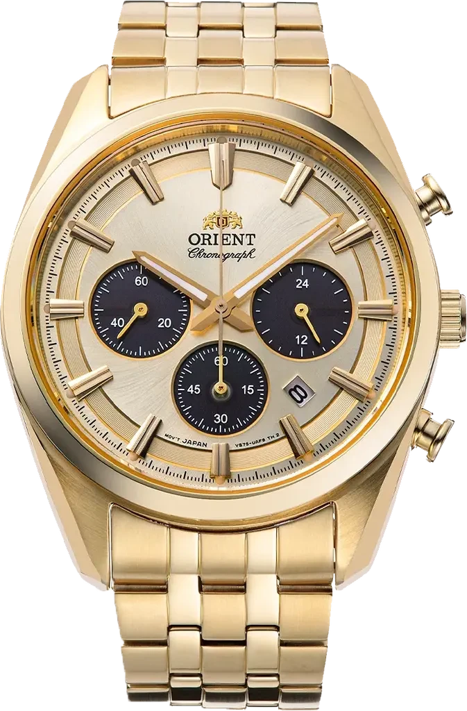 Наручные часы мужские Orient Stretto Chronograph RA-TX0301G10B со стальным корпусом/сапфировым стеклом WR 50 м Золотой (3124584463)