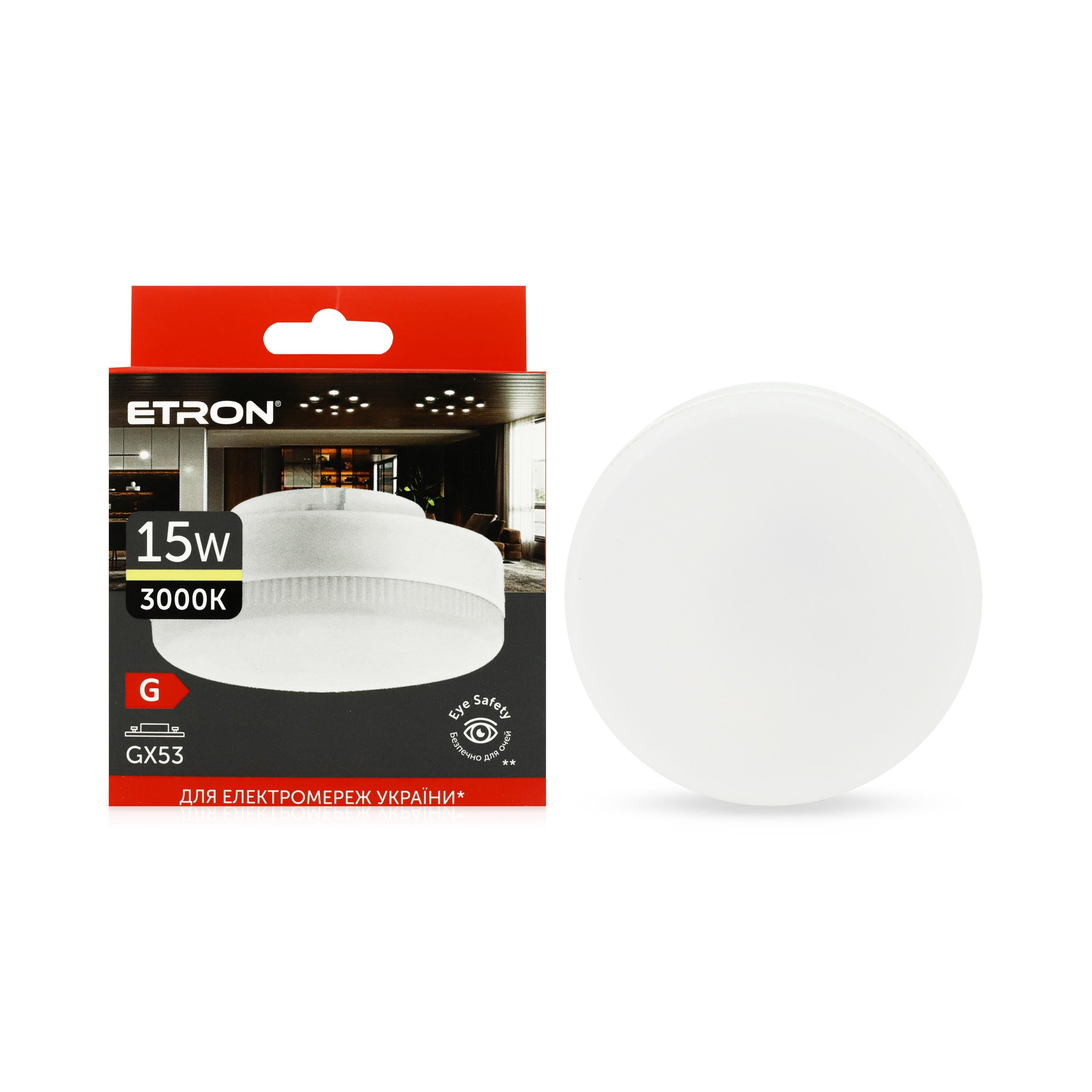 Светодиодная лампа ETRON 1-ELP-811 15W 3000K 220V GX53 (9915) Светодиодная лампа ETRON 1-ELP-811 15W 3000K 220V GX53 (9915)