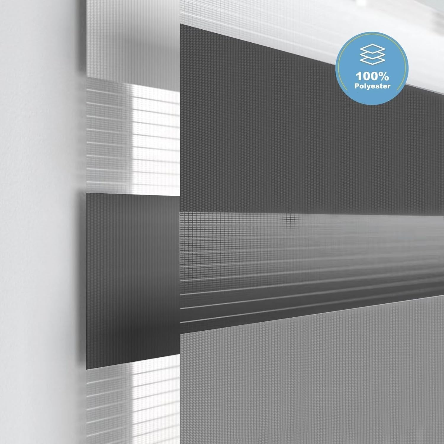 Ролета день-ночь Bigimot 48x170 см Черный/Серый/Белый (R101-170-48) - фото 5