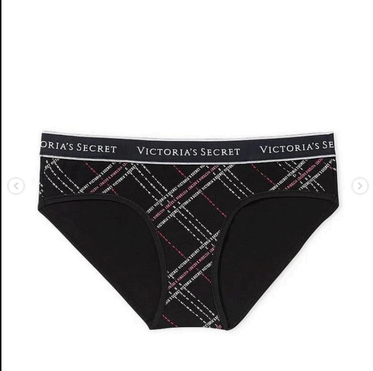 Труси Victoria's Secret Logo Cotton Hiphugger Panty L Чорний (24429710)