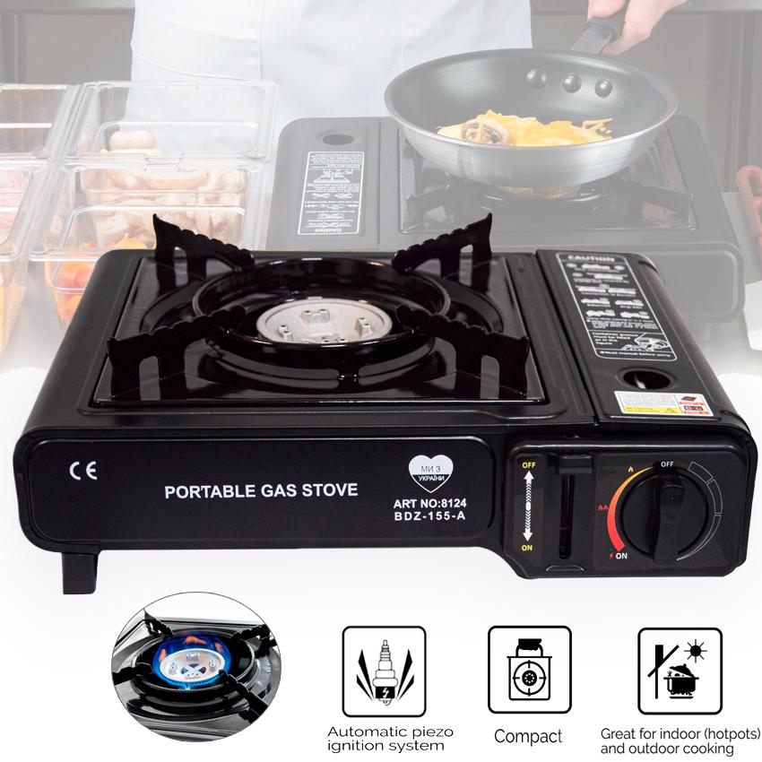 Газова плита портативна Rotable Gas Stove BDZ-155-A 2 в 1 Чорний (1009617-Black) - фото 2