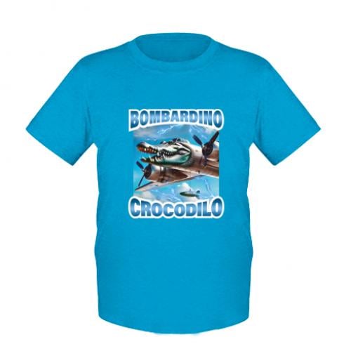 Футболка детская Bombardino Crocodilo meme 128 см Голубой (19360800-20-211303-S)