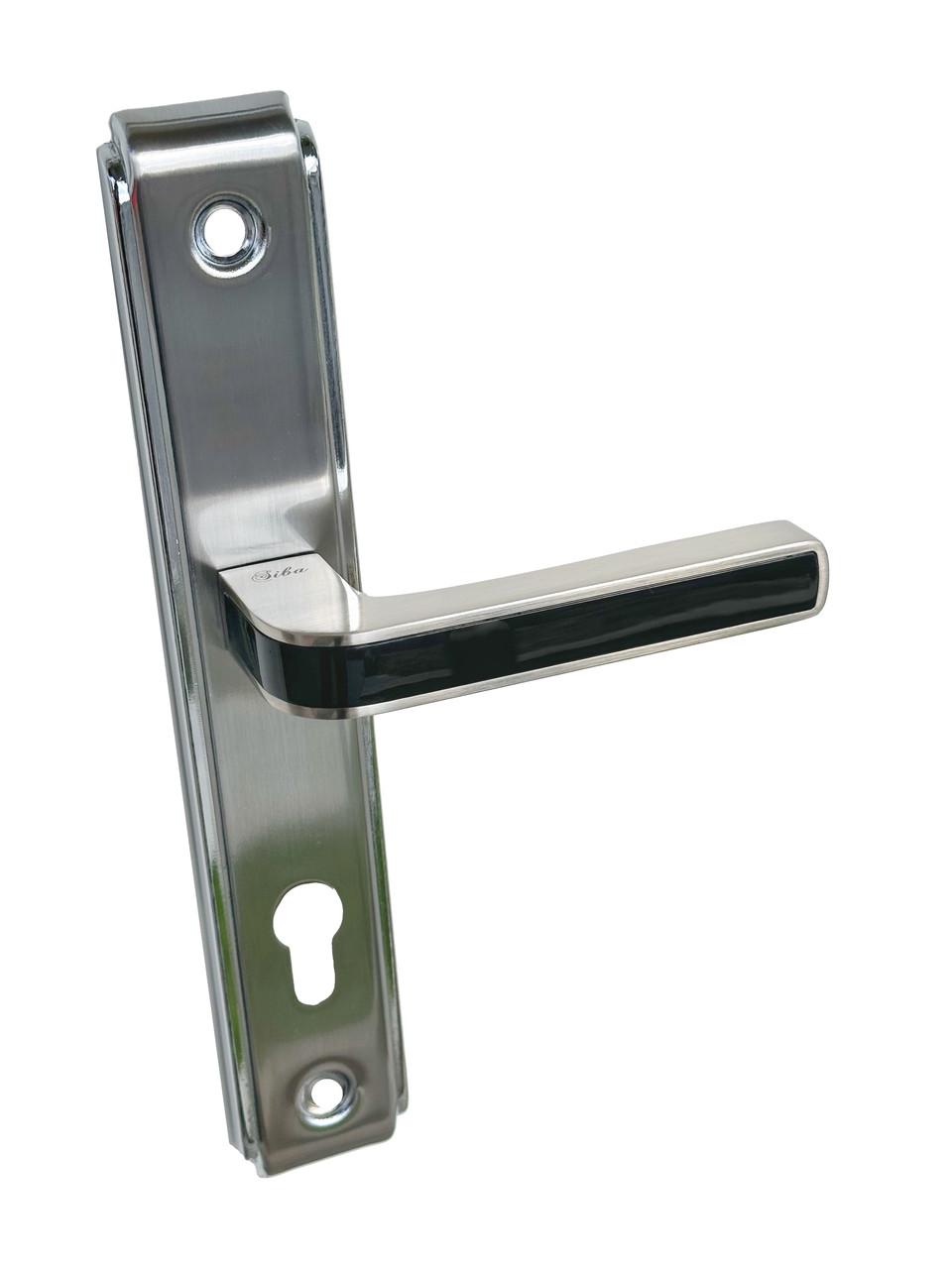Дверная ручка под ключ Siba FLAMINGO на планке 85 мм Никель матовый/Черный (А63-3-22-66) - фото 2