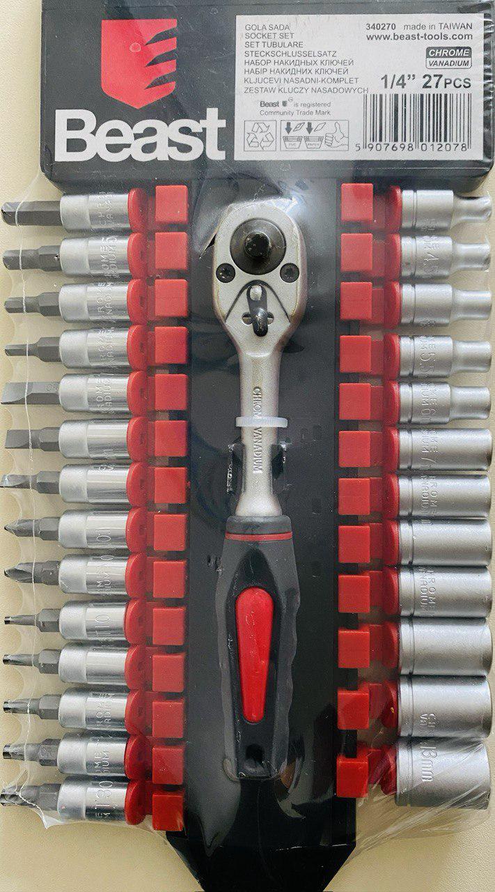 Набор бит и торцевых головок Beast с ключом с храповым механизмом 27 пр. (340270) Набор бит и торцевых головок Beast с ключом с храповым механизмом 27 пр. (340270)