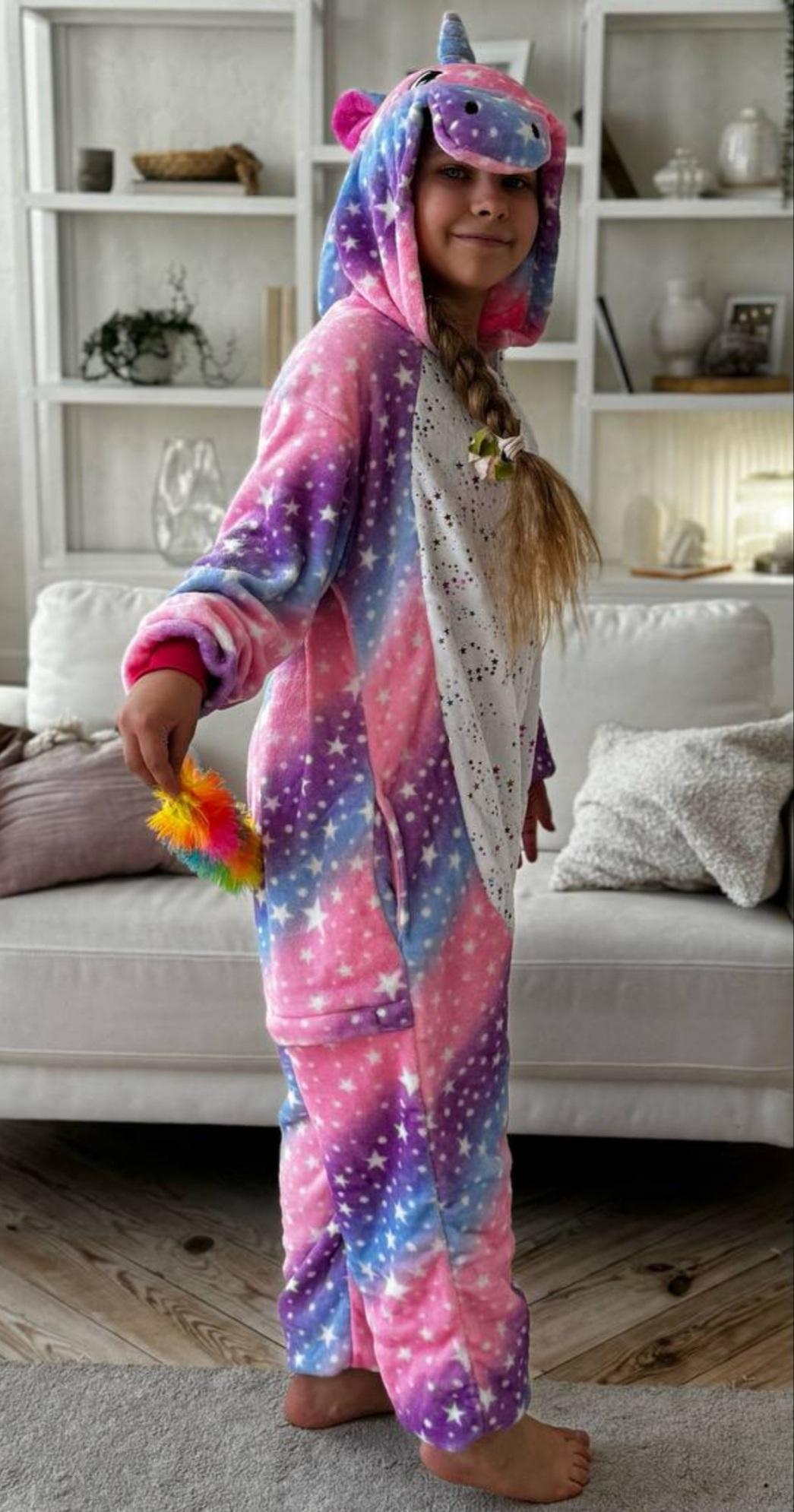 Кигуруми детский Единорог 122 см Фиолетово-розовый