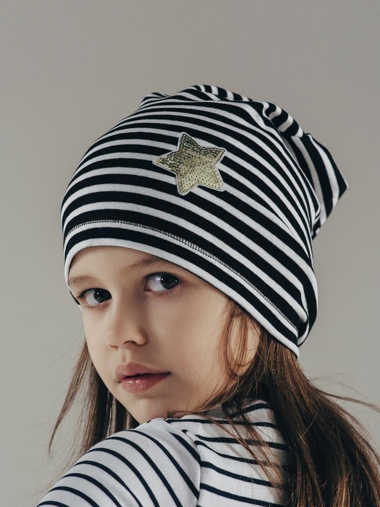 Шапка демисезонная Smil р. 53 полоска Бело-черный (118499)