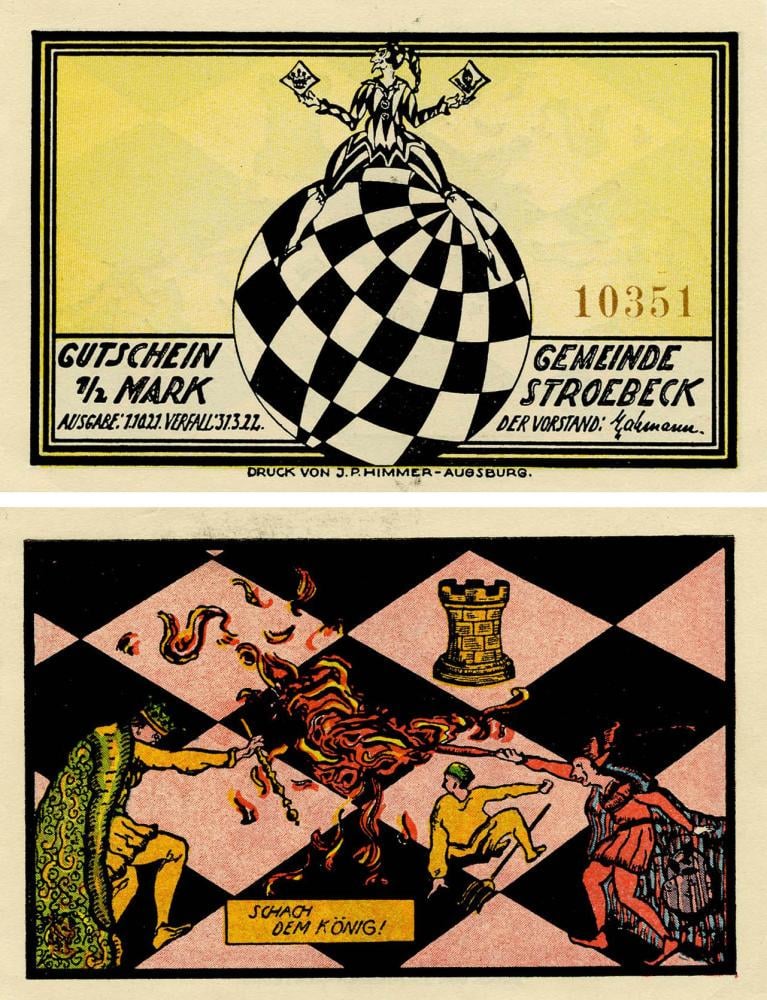 Коллекционная банкнота Германия Нотгельд 1/2 марки 50 пфеннигов 1921 F-VF Аугсбург (Б18410)