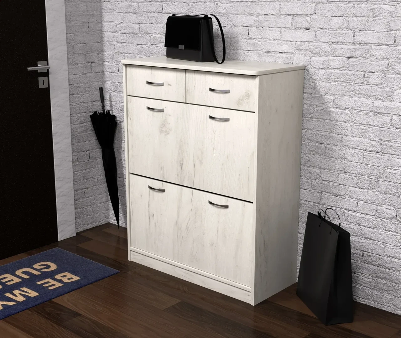 Тумба для взуття Kontinent №4 80х35х101 см Дуб Крафт Білий (52400930) - фото 1 Тумба для взуття Kontinent №4 80х35х101 см Дуб Крафт Білий (52400930) - фото 1