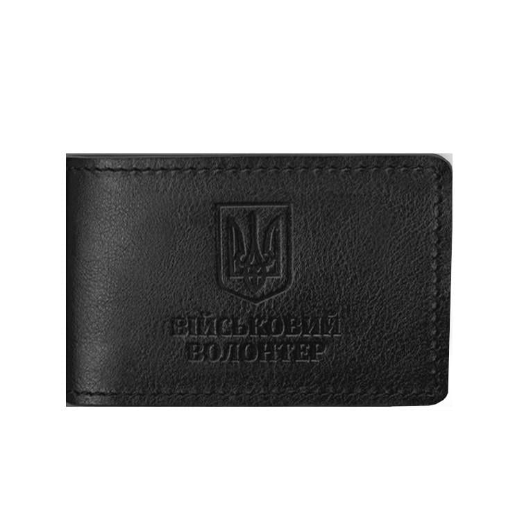 Обложка кожаная в удостоверение военного волонтера Черный (A-029142)