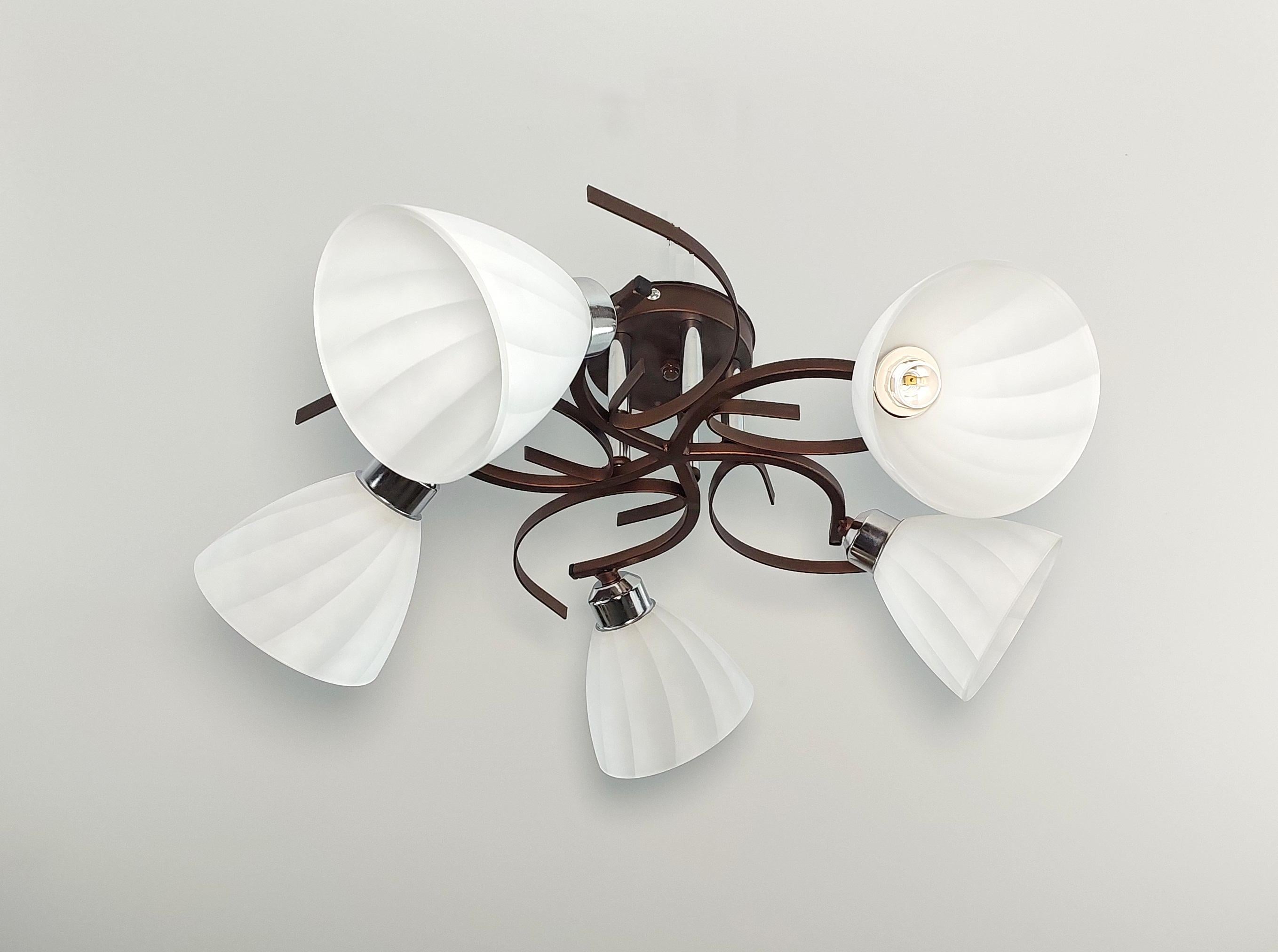 Люстра стельова 3222/5 на 5 плафонів металева Коричневий