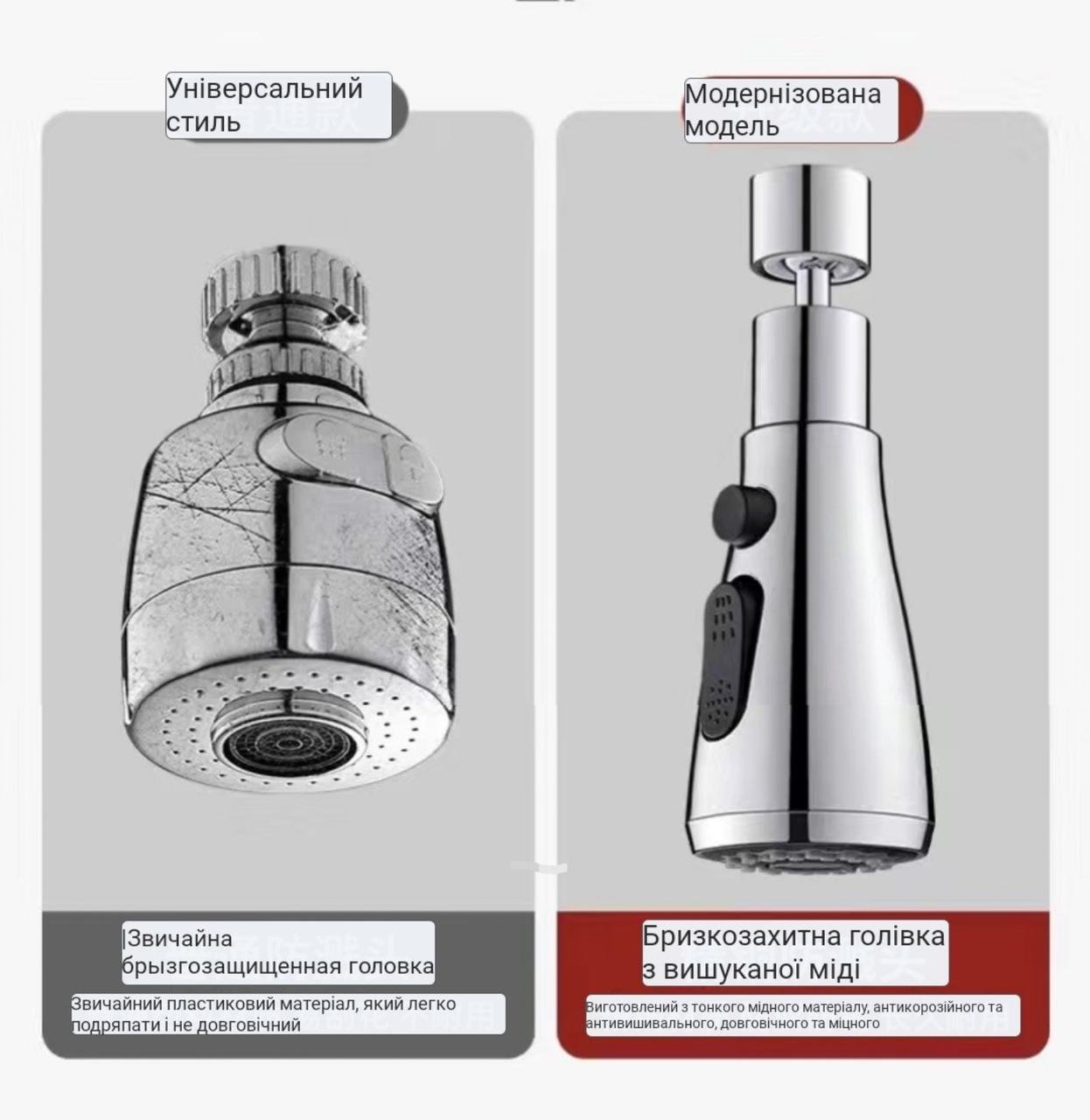 Аератор для крана водозберігаючий 3 режими 18 мм Срібний (2123551171) - фото 6 Аератор для крана водозберігаючий 3 режими 18 мм Срібний (2123551171) - фото 6