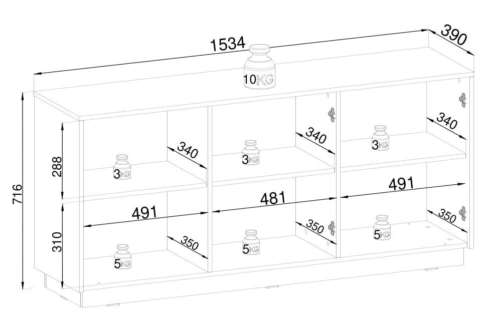 Комод Perfect Home Royal K154 3-дверный Бежевый (PFH-091291) - фото 3 Комод Perfect Home Royal K154 3-дверный Бежевый (PFH-091291) - фото 3