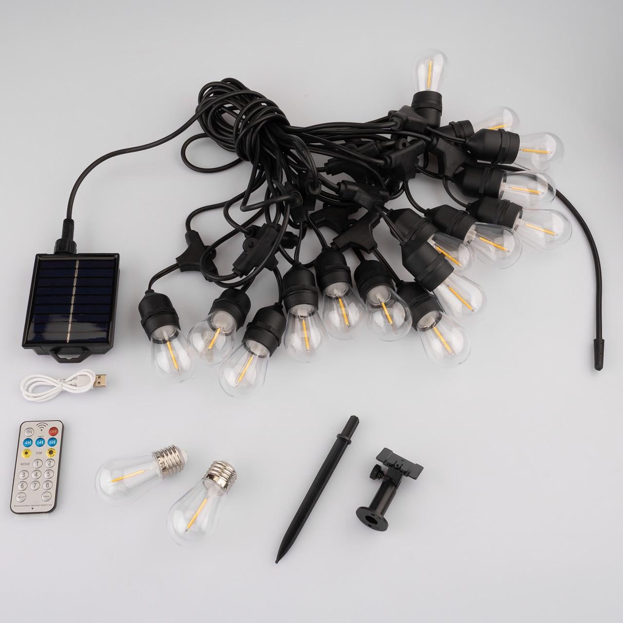 Гирлянда солнечная 22 LED лампочек и 2 шт. 15 м 2700K Теплый свет (33977479) Гирлянда солнечная 22 LED лампочек и 2 шт. 15 м 2700K Теплый свет (33977479)