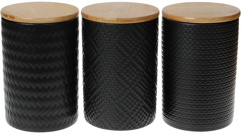 Набор керамических банок Modern Black Style 800 мл с бамбуковыми крышками (BD-304-931)