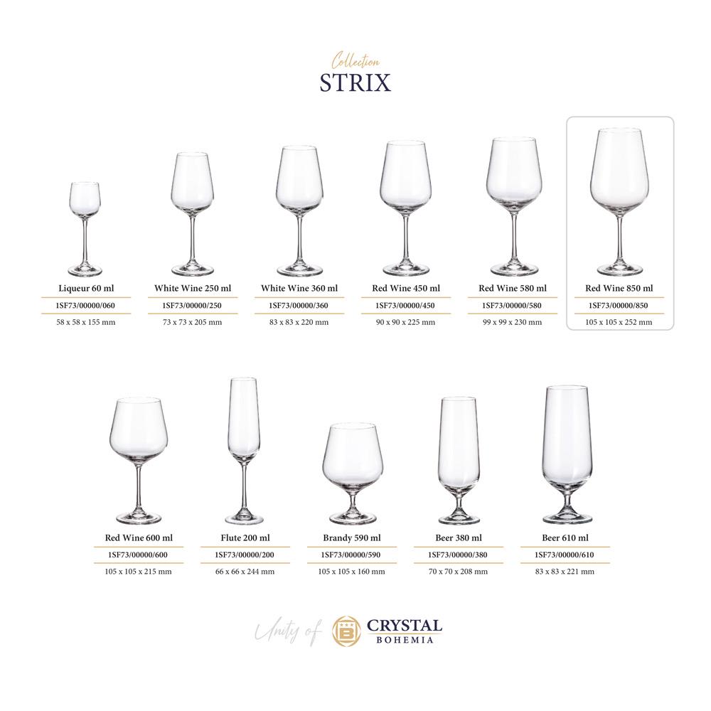 Набір келихів для вина Bohemia Strix Dora 1SF73/00000/850 850 мл 6 шт. - фото 3 Набір келихів для вина Bohemia Strix Dora 1SF73/00000/850 850 мл 6 шт. - фото 3