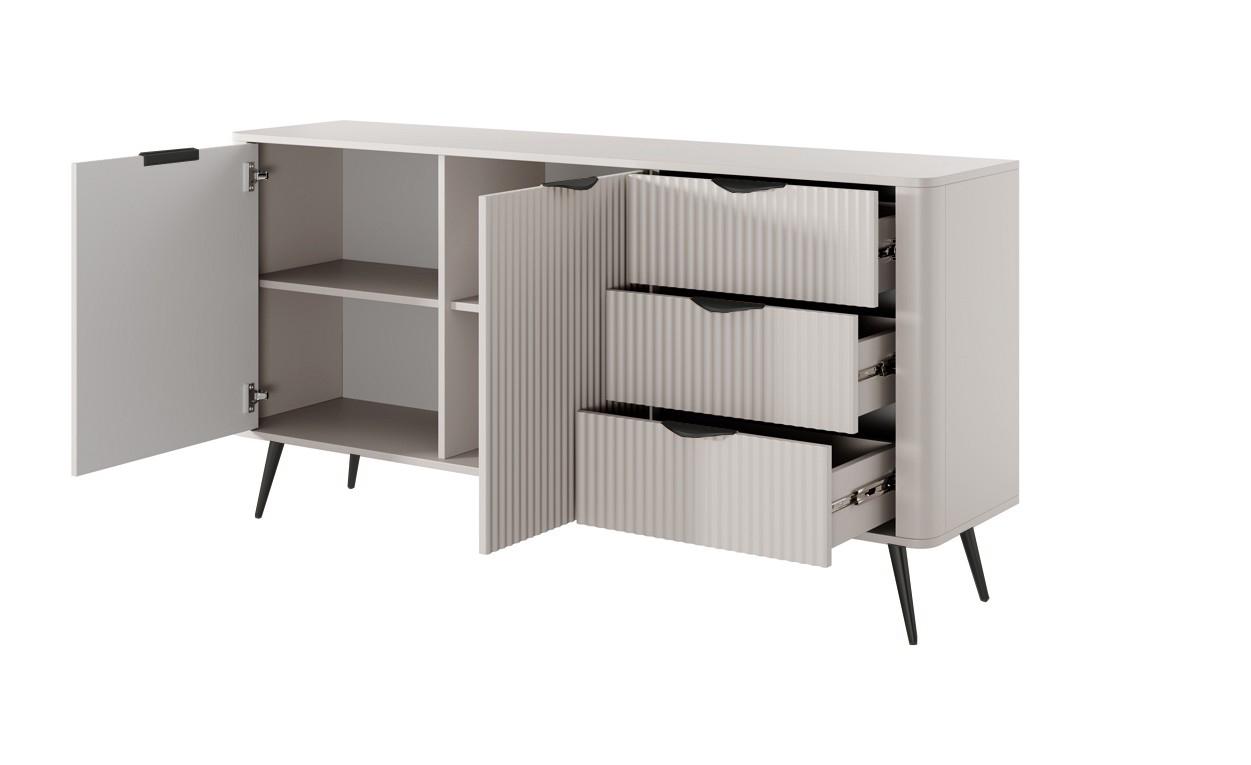 Комод Perfect Home Lante 2D3S/163 2-дверный с 3 ящиками и черными ножками Бежевый (PFH-091177) - фото 2 Комод Perfect Home Lante 2D3S/163 2-дверный с 3 ящиками и черными ножками Бежевый (PFH-091177) - фото 2