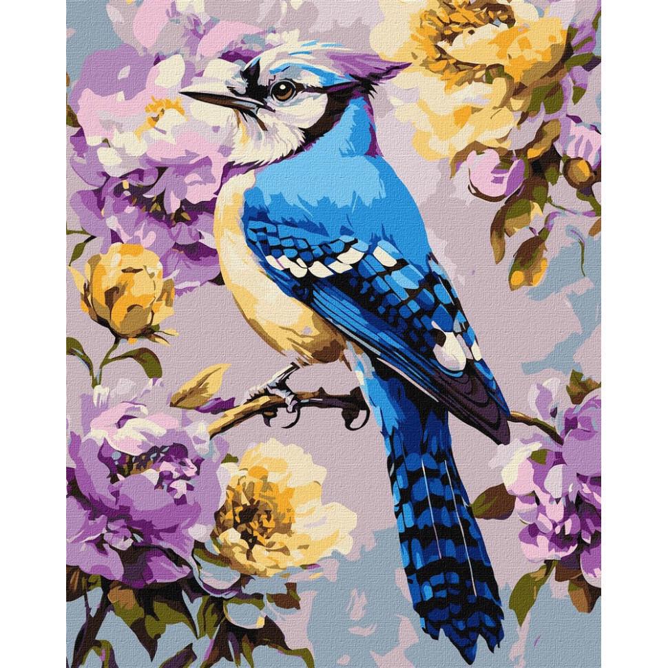 Картина за номерами Ideyka Сойка в півоніях KHO6711 40х50 см (RLT54119)