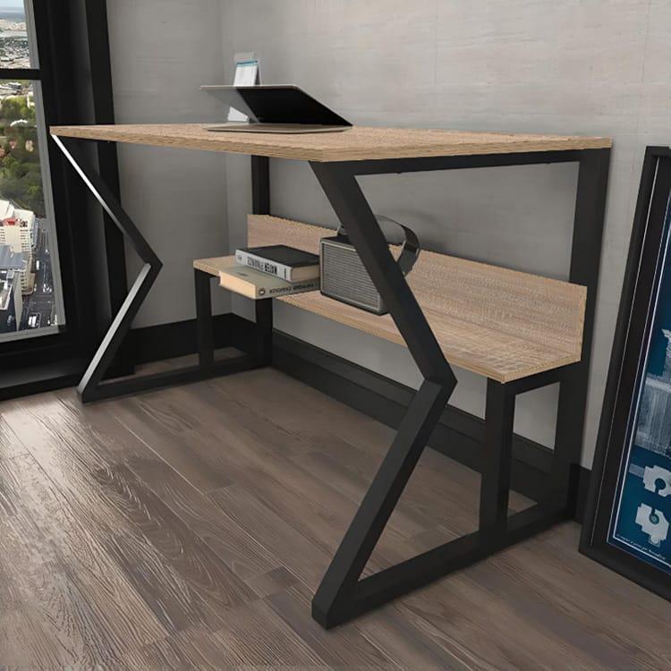 Комп'ютерний стіл у стилі Лофт StepLoft каркас металевий ДСП 120х60 см Чорний/Дуб сонома (Comp-table-196)