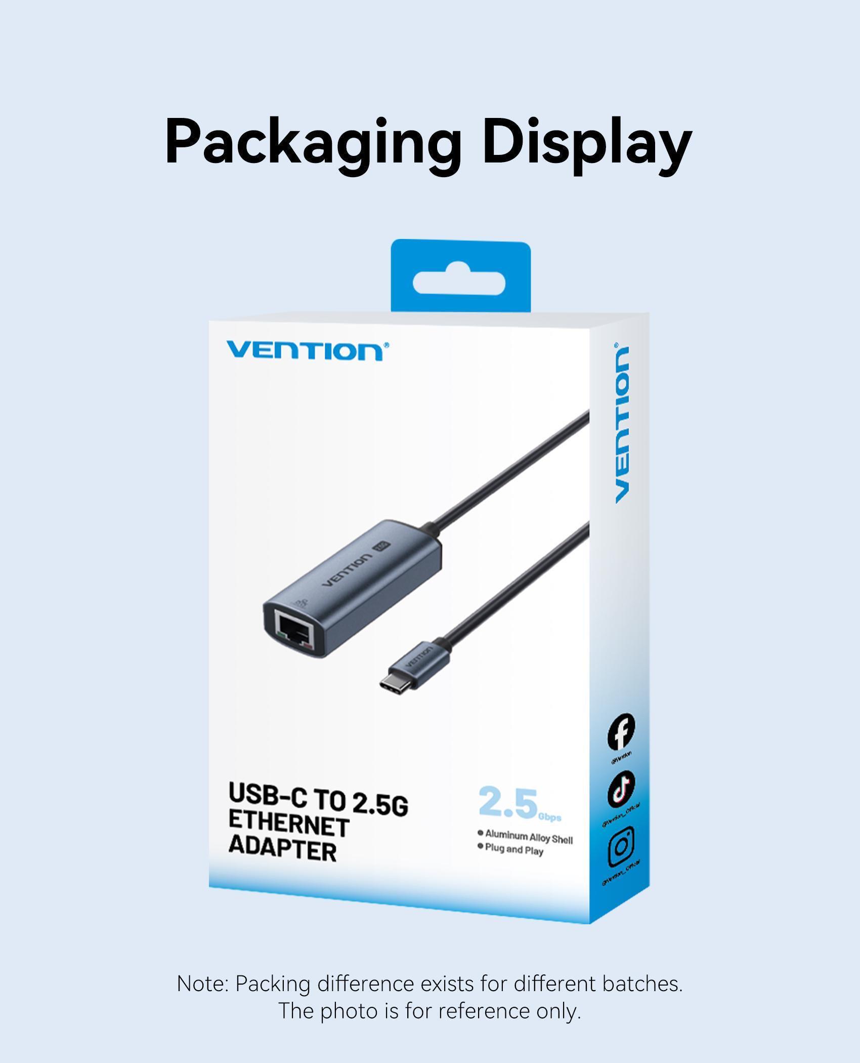 Адаптер USB-C Vention 2.5 гбит/с алюминиевый 0.15 м Серый (CFTHB) - фото 13