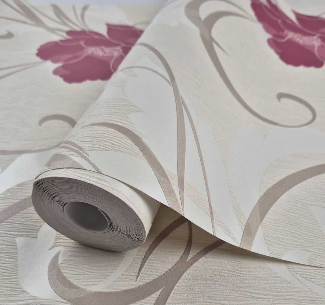 Обои виниловые на флизелине для гостиной/спальни Marburg 21778 Цветы 0,53х10,05 м Бежевый/Красный (2896534166)