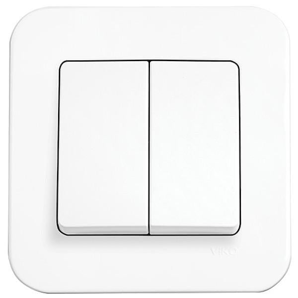 Выключатель двухклавишный Viko Rollina Белый (27548920)