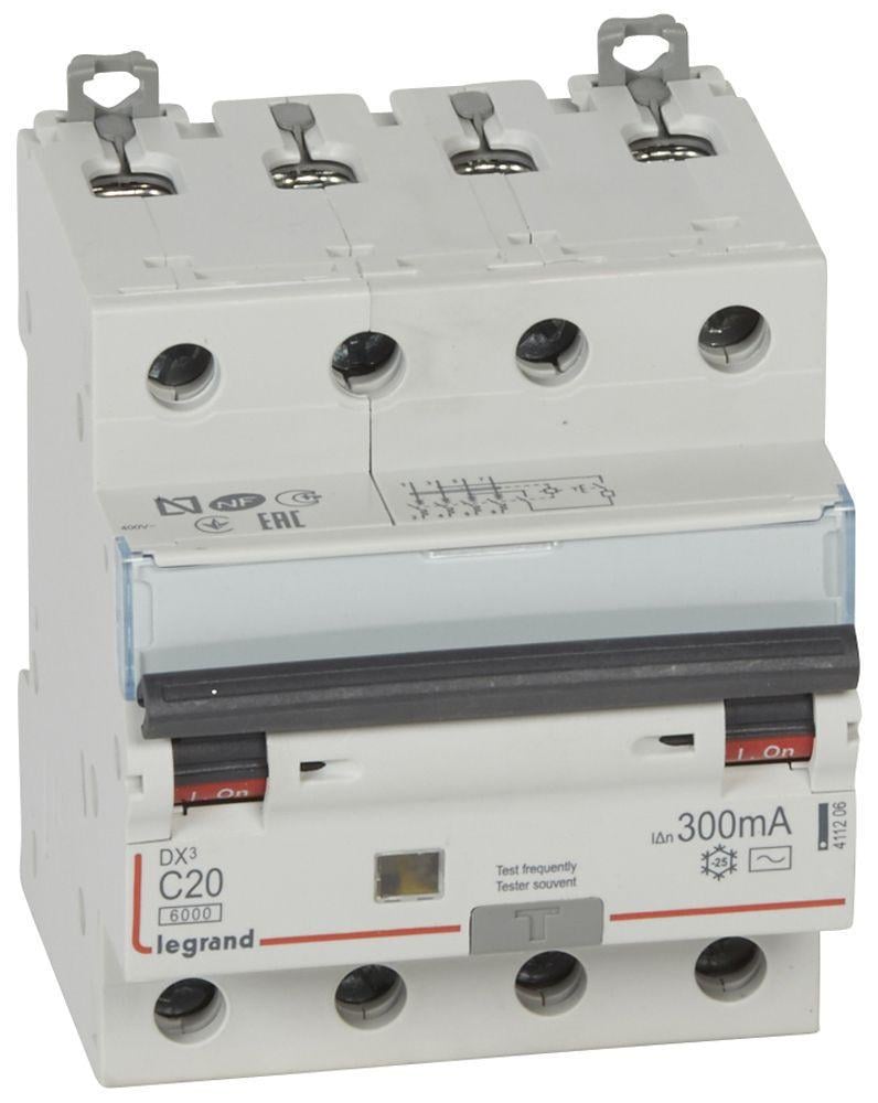 Дифавтомат Legrand 20А 300mA 6кА 4 полюса тип C тип АС 411206 DX3 (41916)
