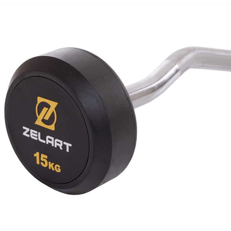 Штанга фиксированная обрезиненная Zelart Rubber Coated Barbell TA-2687-15 95 см 15 кг (DR002560) - фото 3